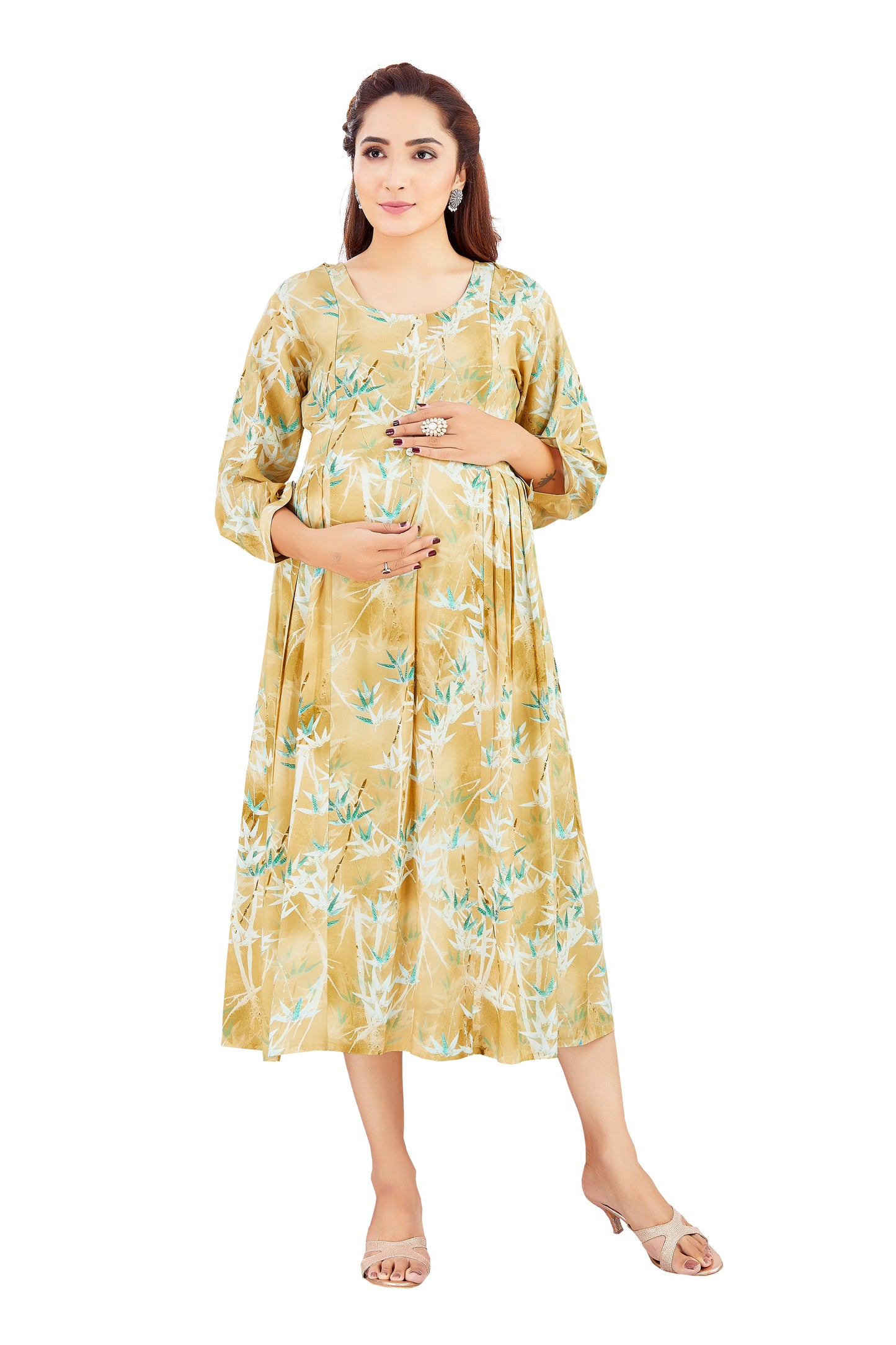 Yellow Printed Feeding Dress