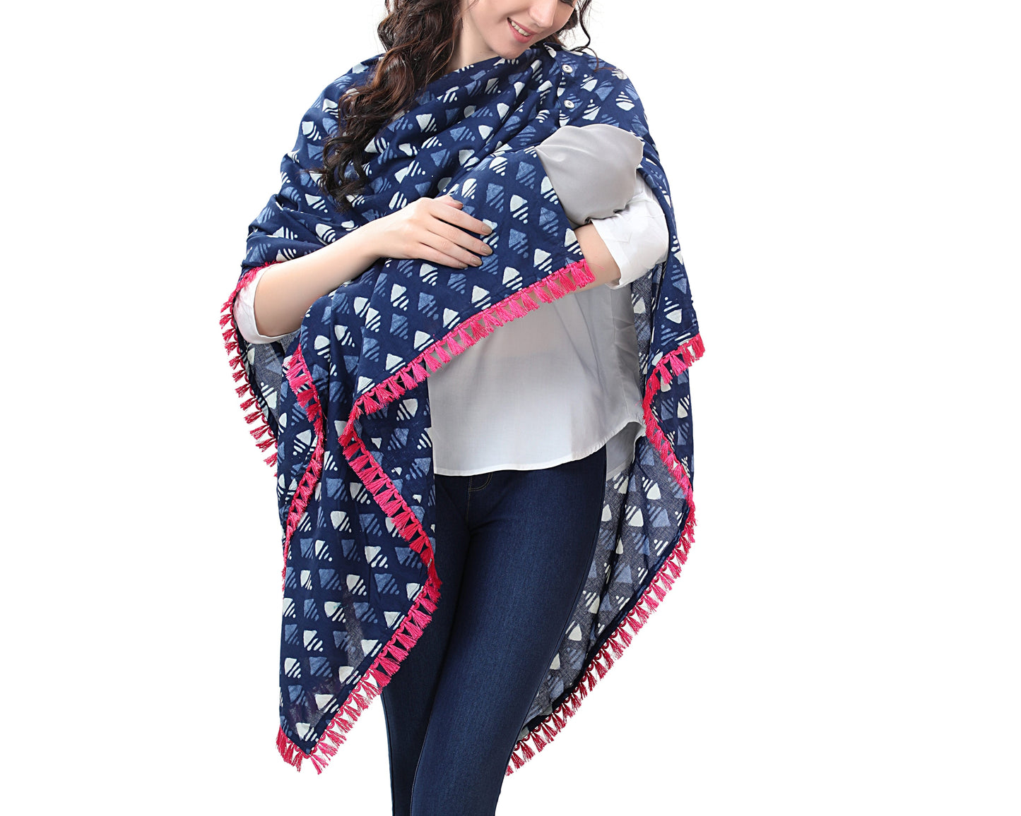 Blue and White Motif Nursing Cover