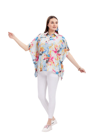 Pastel Blues Maternity Western Top