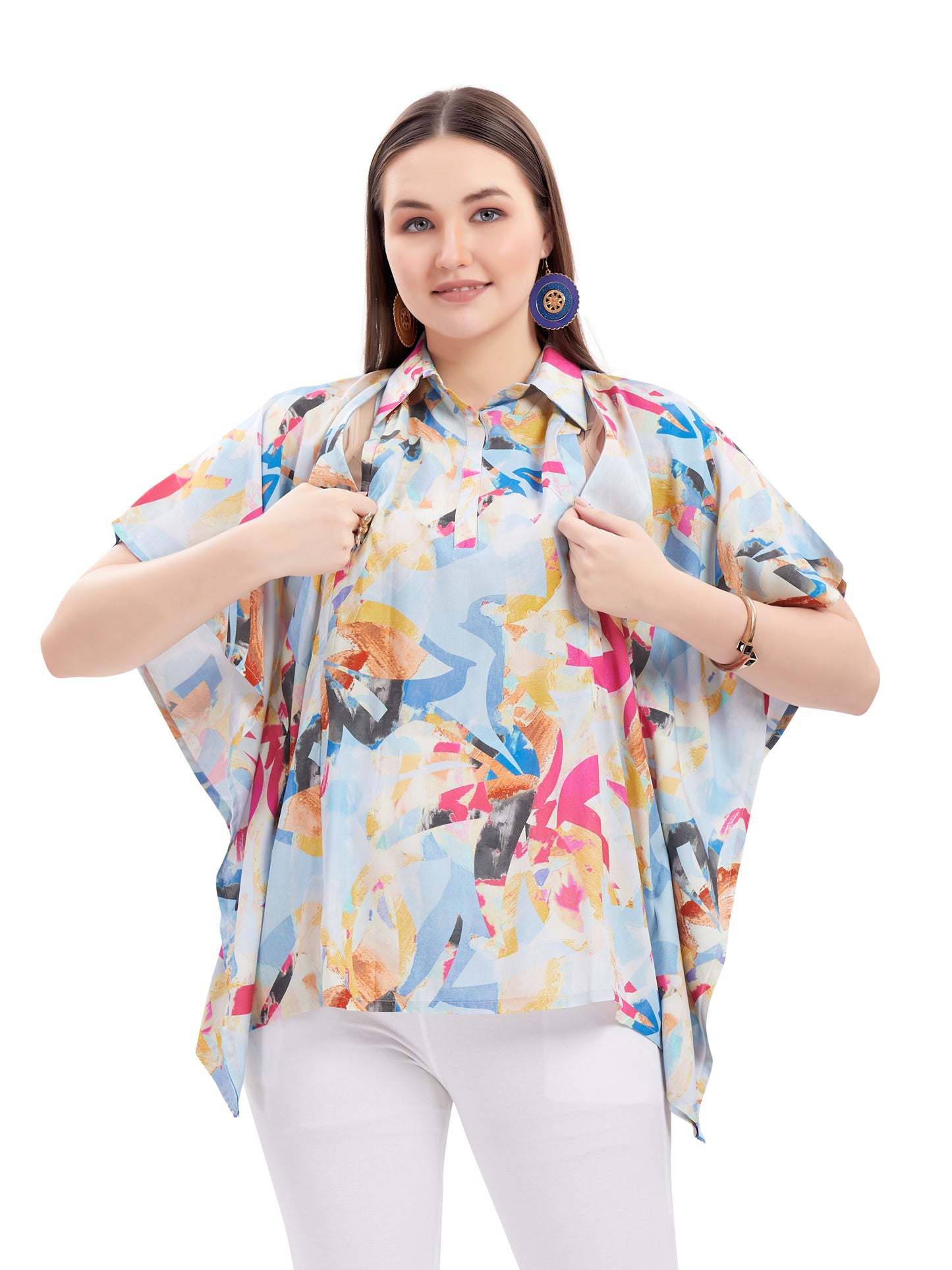 Pastel Blues Maternity Western Top