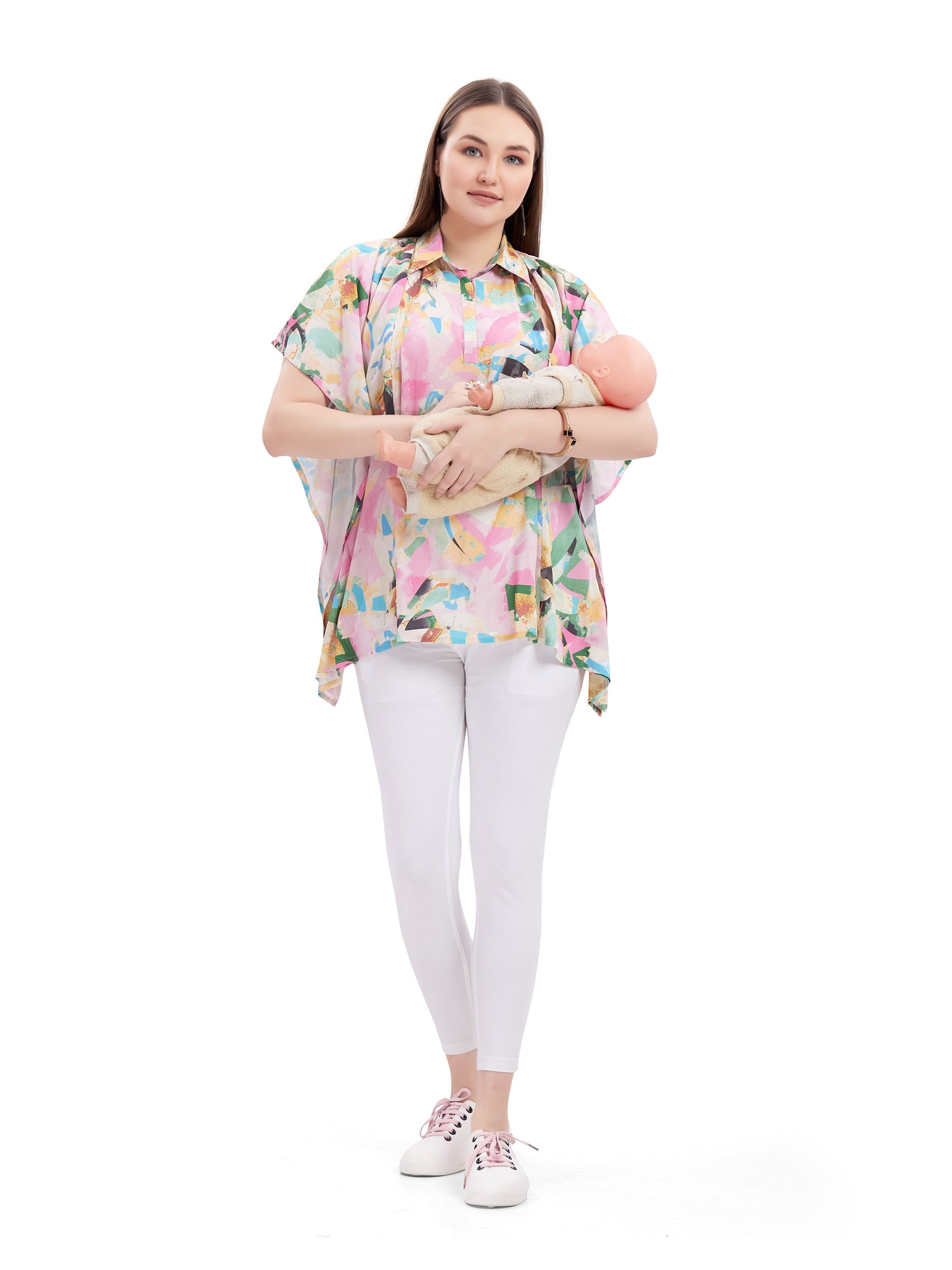 Pastel Pinks Maternity Western Top