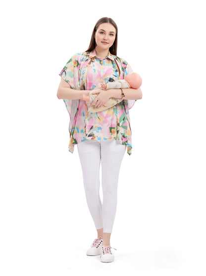 Pastel Pinks Maternity Western Top
