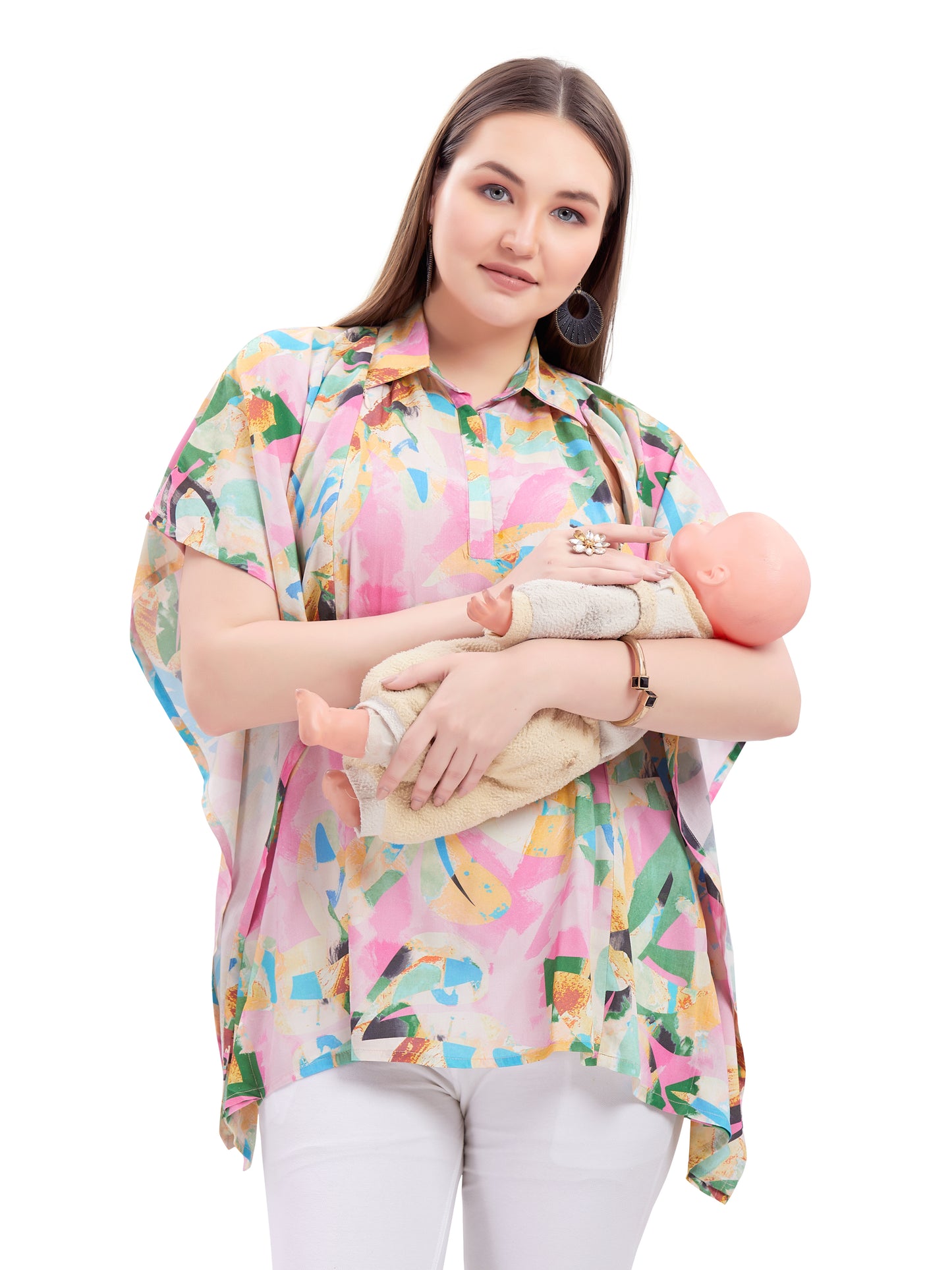 Pastel Pinks Maternity Western Top
