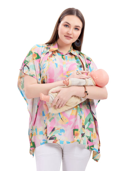 Pastel Pinks Maternity Western Top