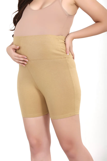 Beige Maternity Shorts