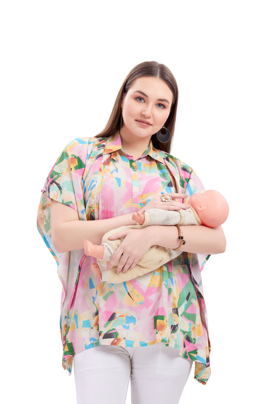 Pastel Pinks Maternity Western Top