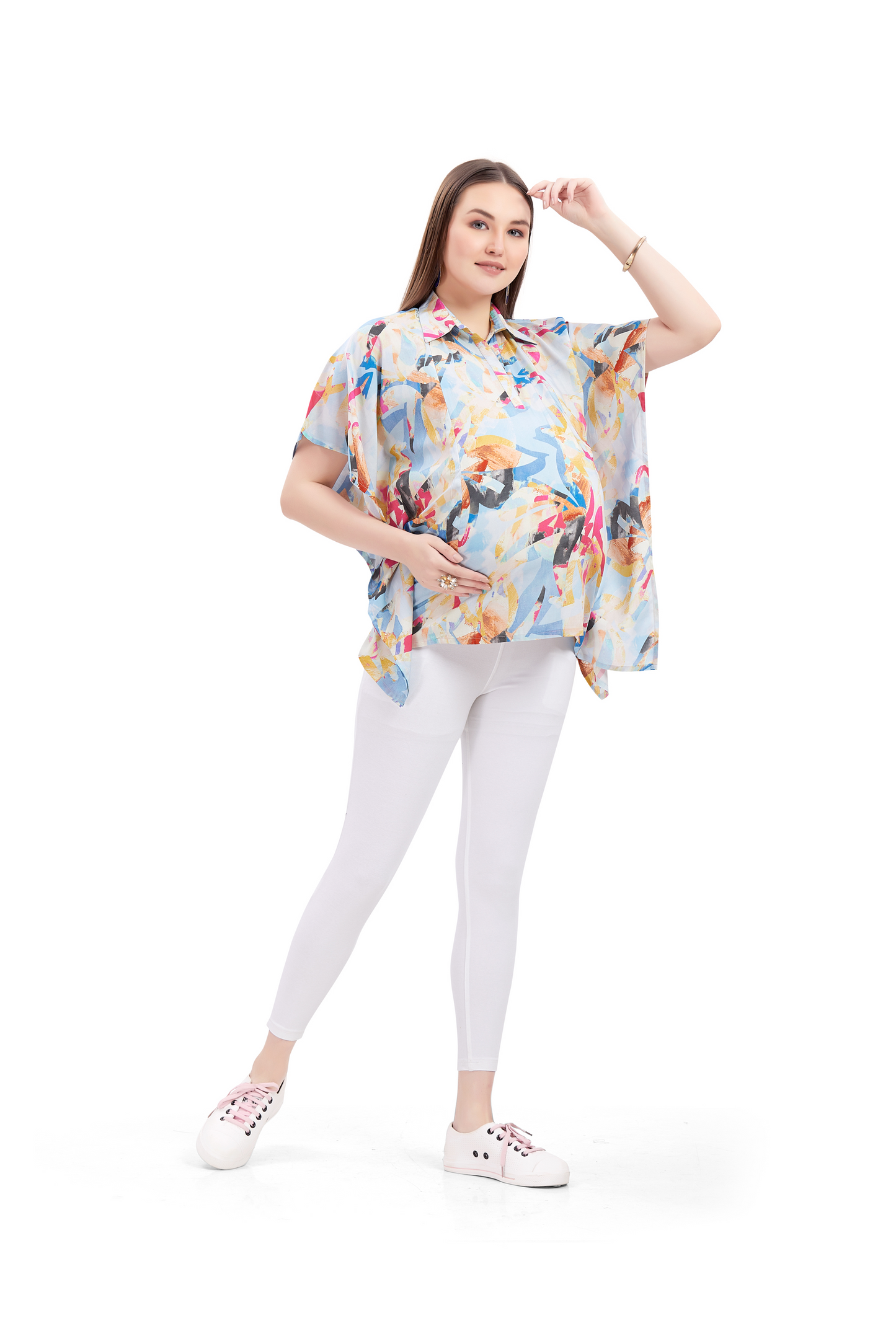 Pastel Blues Maternity Western Top