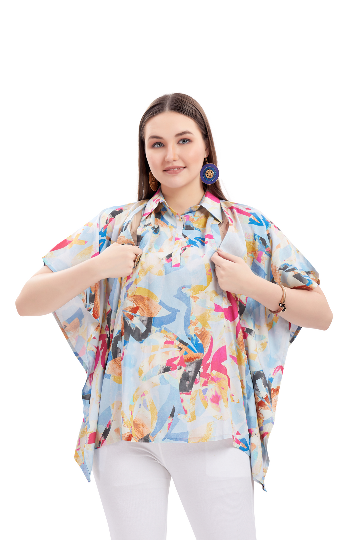 Pastel Blues Maternity Western Top