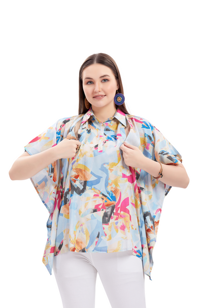 Pastel Blues Maternity Western Top