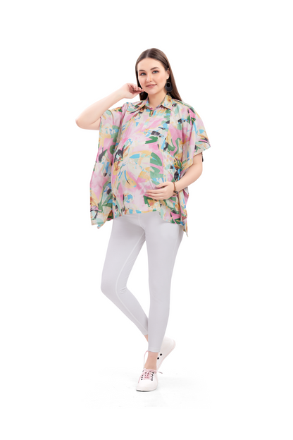 Pastel Pinks Maternity Western Top