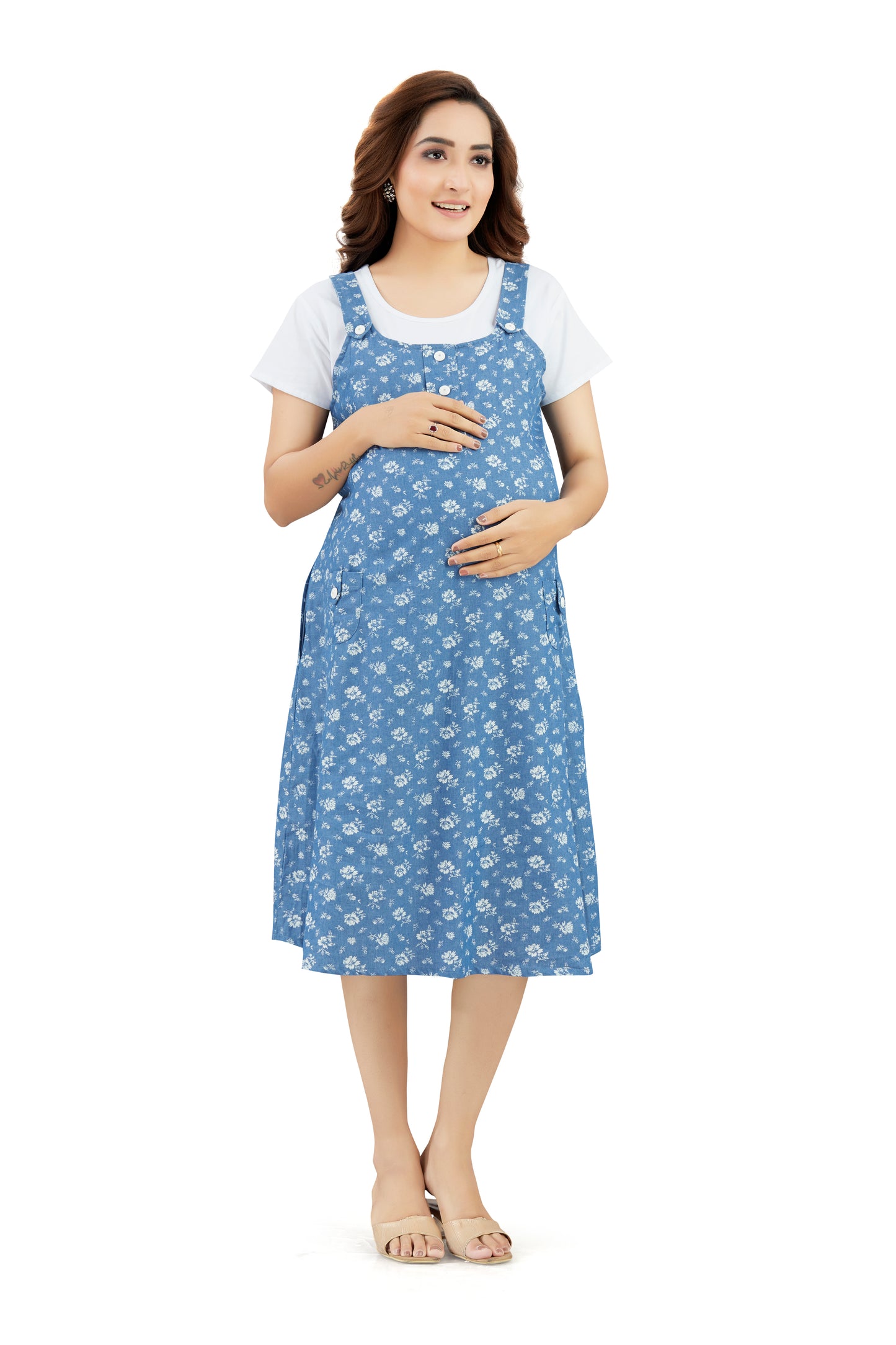 Denim Floral Feeding Dress