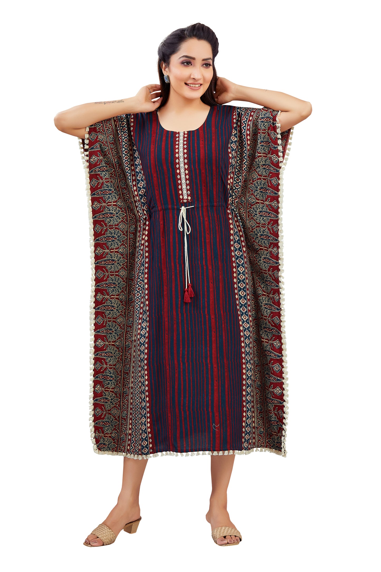 Maroon Printed Kaftan