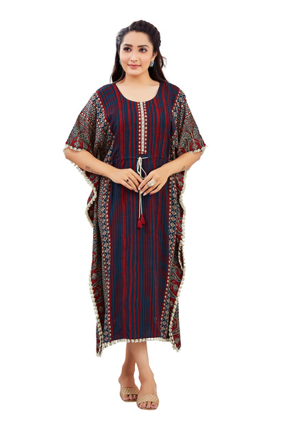 Maroon Printed Kaftan