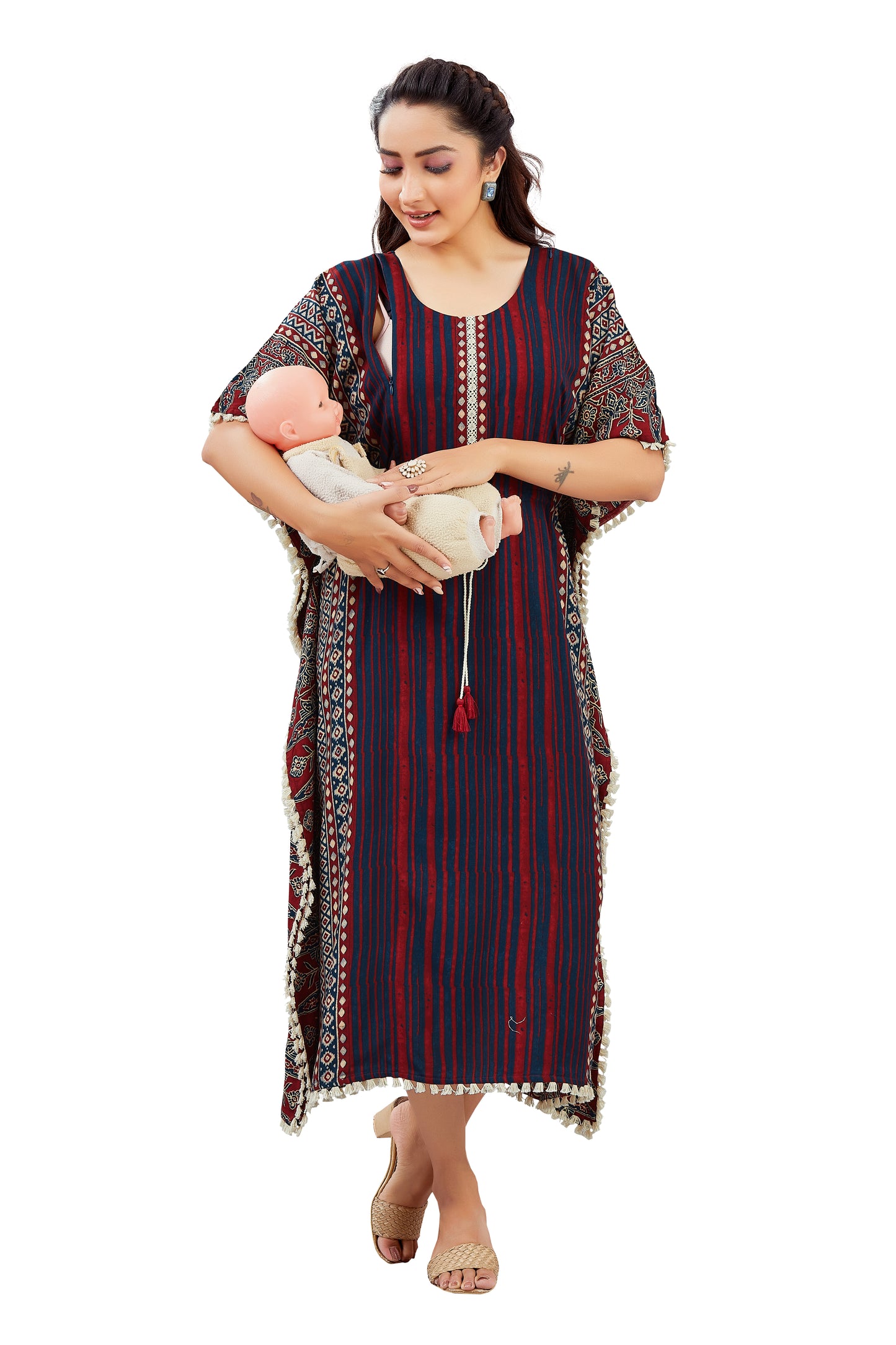 Maroon Printed Kaftan