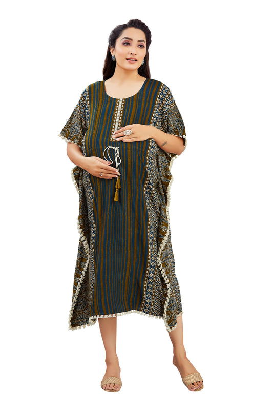 Blue Printed Comfort Kaftan
