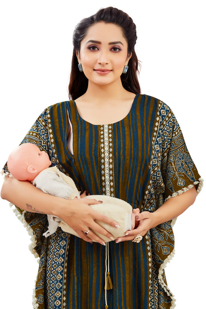 Blue Printed Comfort Kaftan