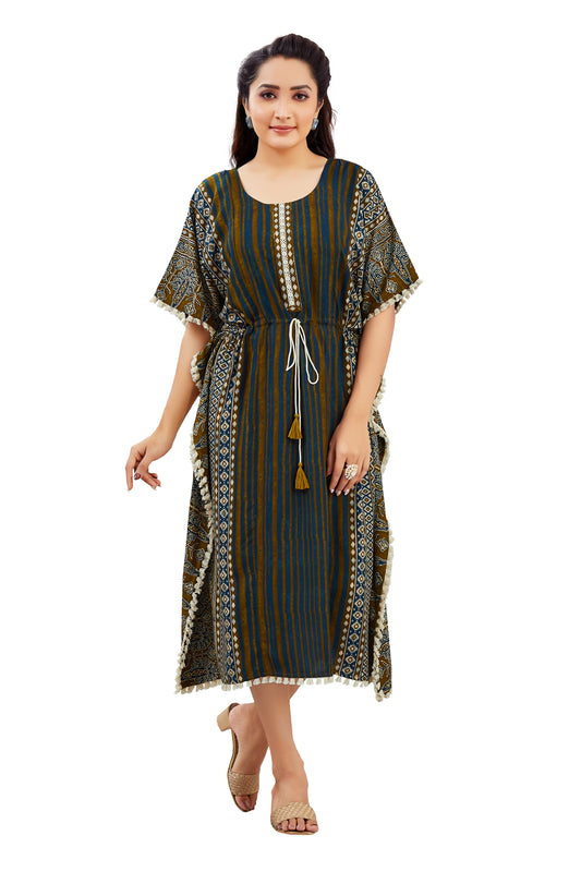 Blue Printed Comfort Kaftan