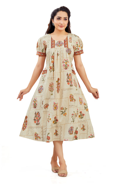 Floral Pink & Beige Feeding Dress