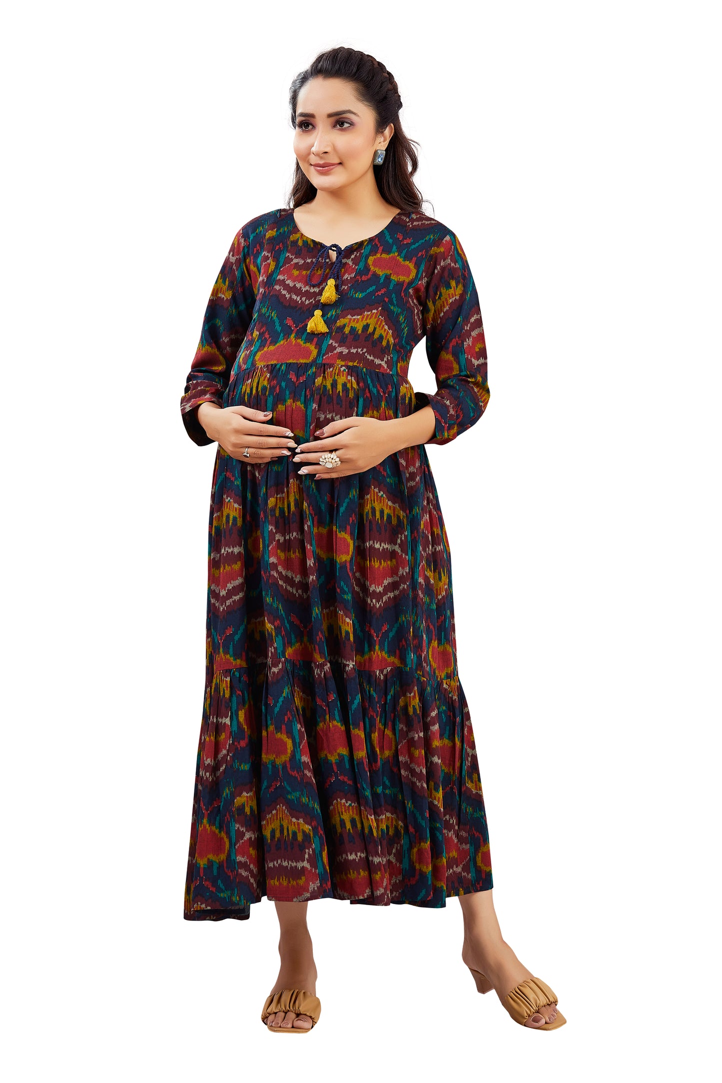 Printed Navy Blue Long Dress