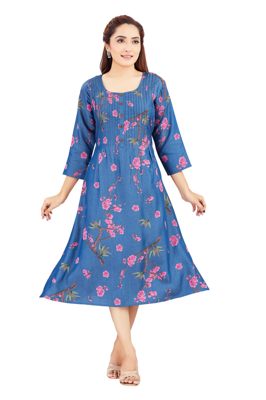 Blue & Floral Pink Feeding Dress