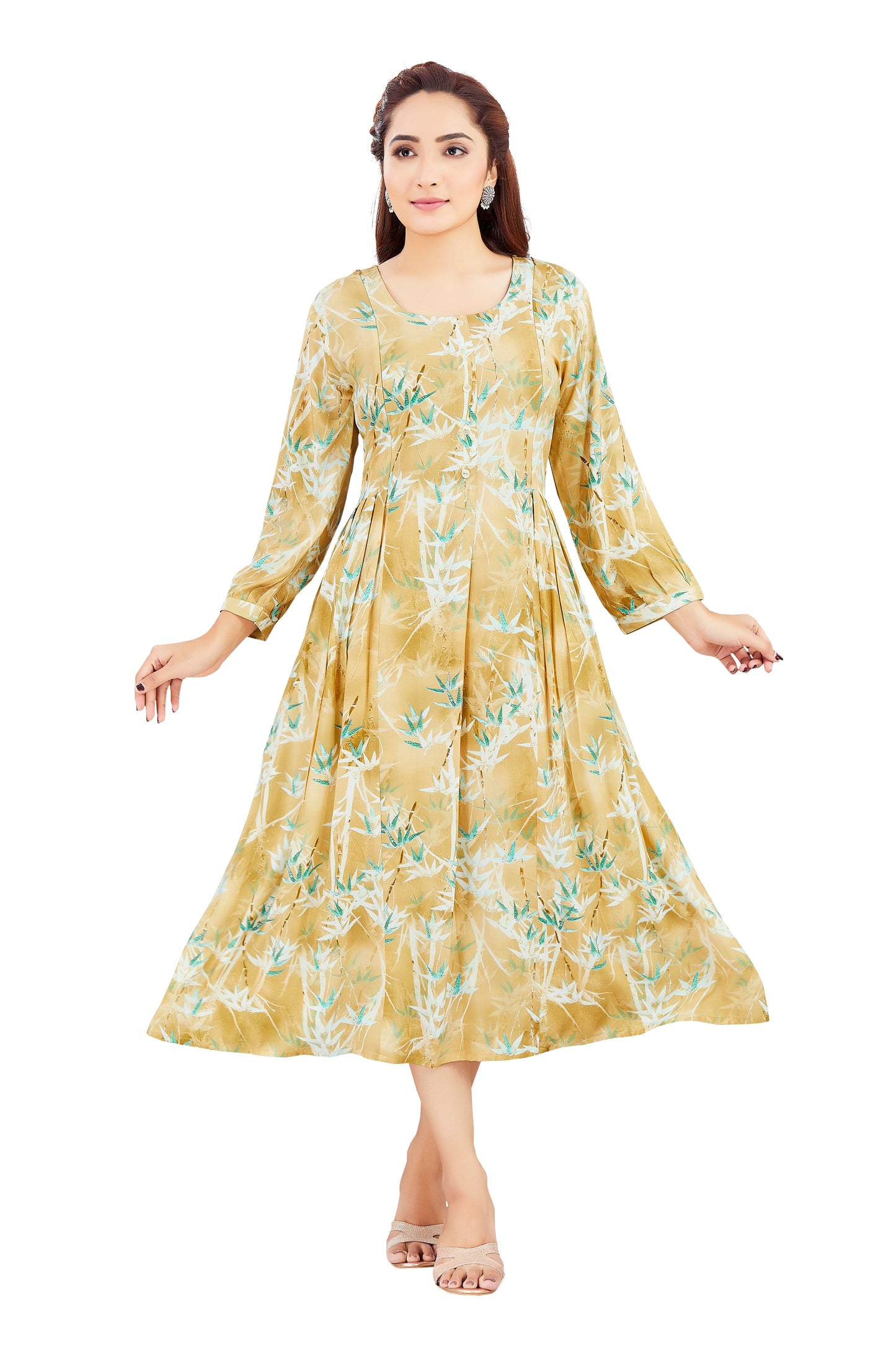 Yellow Printed Feeding Dress