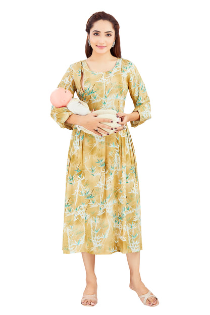 Yellow Printed Feeding Dress