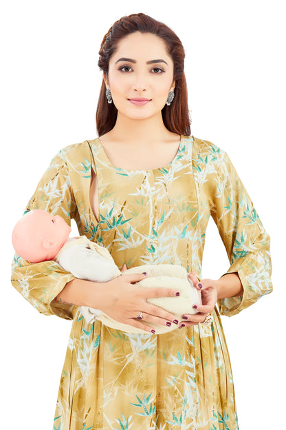 Yellow Printed Feeding Dress