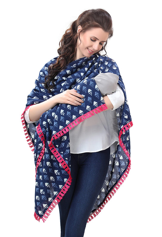 Blue and White Motif Nursing Cover