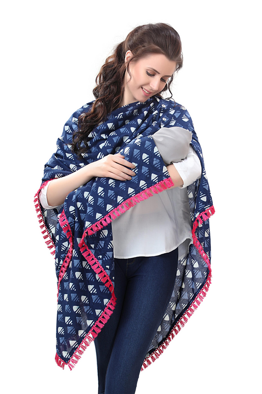 Blue and White Motif Nursing Cover